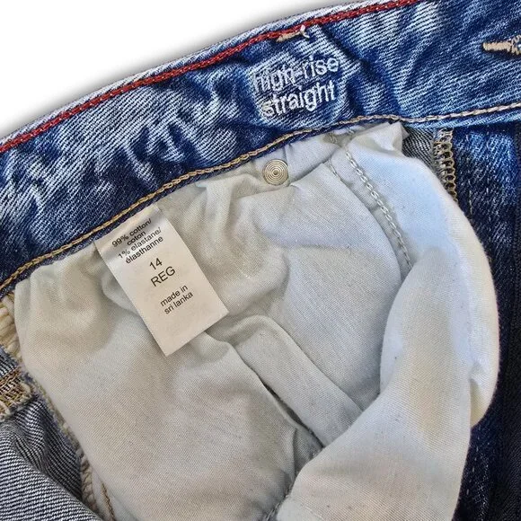 Women's Size 14 R High-Rise Straight Leg Distressed Jean by Edgely - Picture 5 of 6